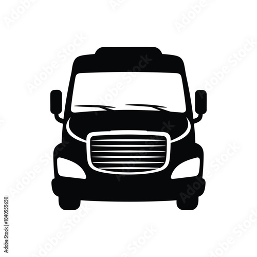 A front view truck silhouette vector art illustration