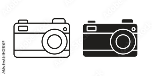 Retro camera icon with glyph and line. black vector icons for Web UI