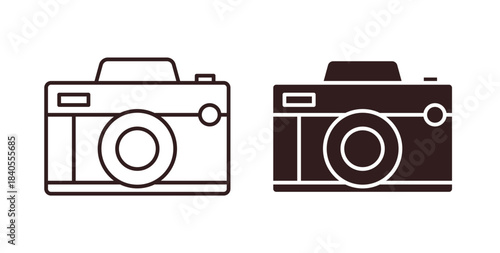 Retro camera icon with glyph and line. black vector icons for Web UI