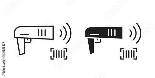 Scanner gun icon with glyph and line. black vector icons for Web UI