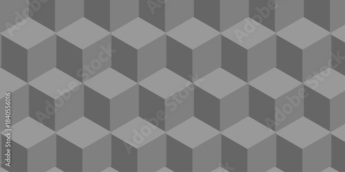 Abstract square gradient black and gray cubic square shape texture. cube geometric wall and floor vector diamond hexagon triangle wallpaper background.
