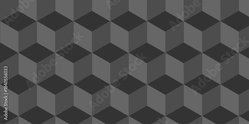 Abstract square gradient black and gray cubic square shape backdrop texture. cube geometric wall and floor vector diamond hexagon triangle wallpaper background.	