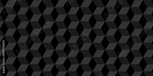 Abstract square dark black cubic square shape backdrop texture. cube geometric wall and floor vector diamond hexagon triangle wallpaper background.	
