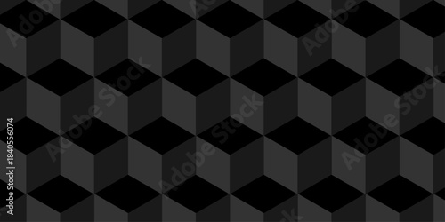 Abstract square gradient black and gray cubic square shape backdrop texture. cube geometric wall and floor vector diamond hexagon triangle wallpaper background.	