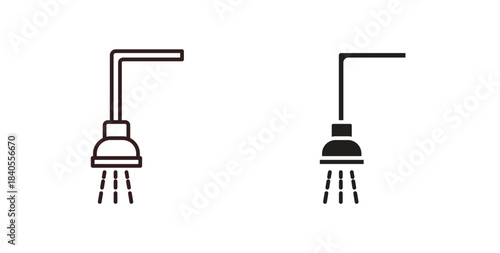 Shower icon with glyph and line. black vector icons for Web UI