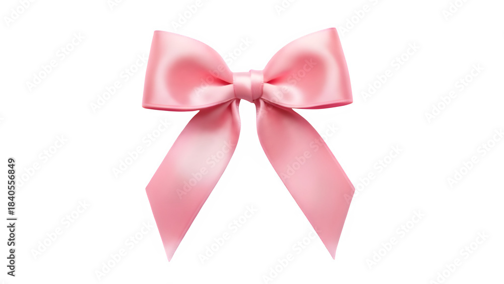 Fototapeta premium Pink ribbon bow isolated on PNG background.