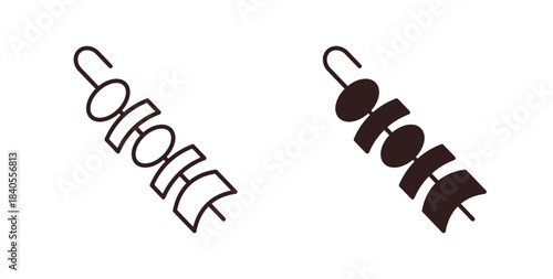 Skewer icon with glyph and line. black vector icons for Web UI