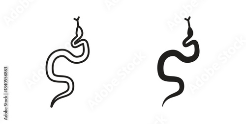 Snake icon with glyph and line. black vector icons for Web UI