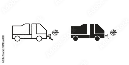 Snowplow icon with glyph and line. black vector icons for Web UI