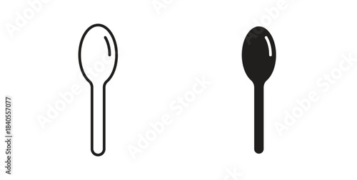 Spoon icon with glyph and line. black vector icons for Web UI