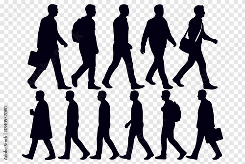 Collection of Walking Human, Businessman, Office Man Silhouettes