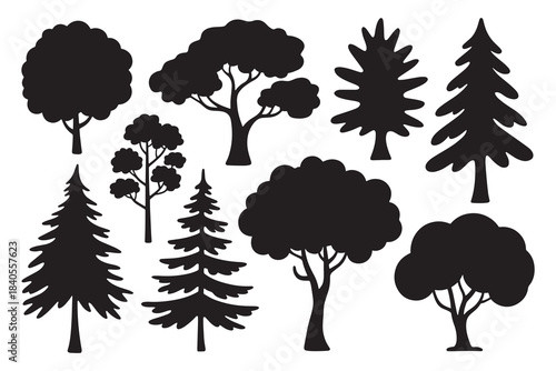 set of forest trees