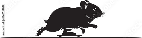 Silhouette of a rabbit running at full speed across a white background