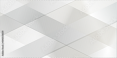 Vector abstract black and white gradient stripe diagonal curves thin overlap line. vector abstraction line transparent wavy fabric web geometric pattern technology texture design.	