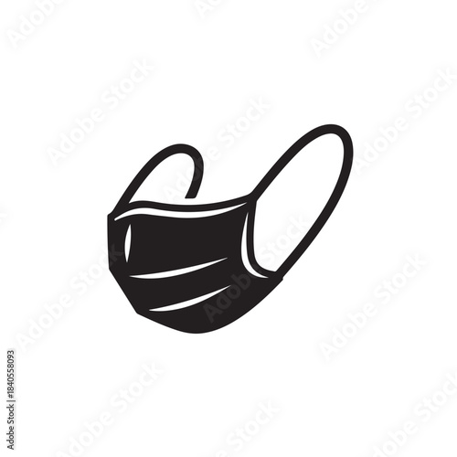 Face Mask Illustration in Simple Modern Design with Black Color on White Background for Health and Safety