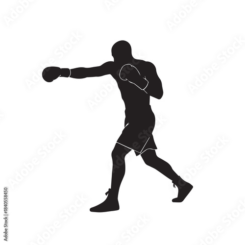 Boxer Punching Silhouette