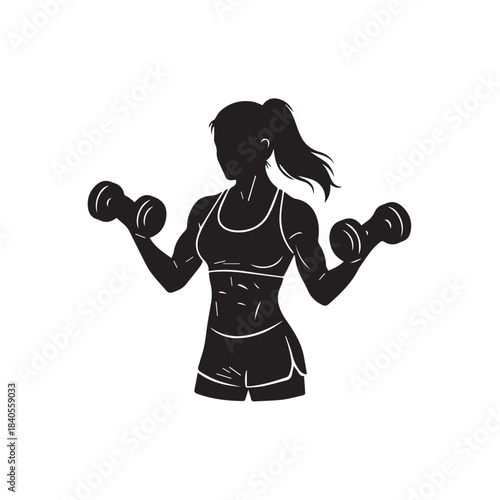 Woman Lifting Weights Silhouette