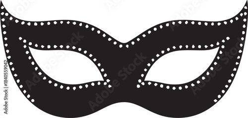Elegant black masquerade mask with white embellishments