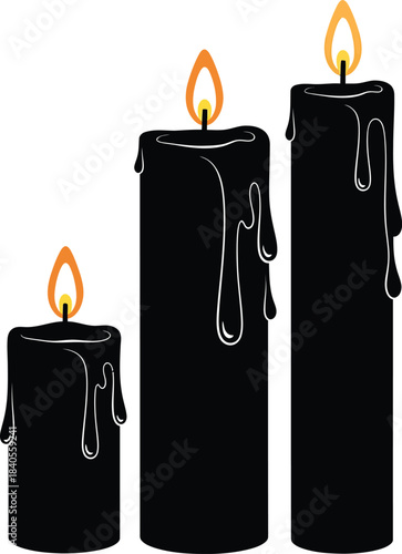 Three Burning Candles Silhouette Vector