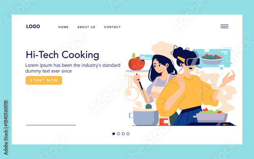 Virtual Reality Cooking Experience Vector Illustration