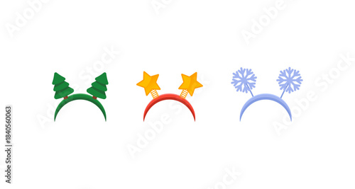 Festive Headbands: Christmas Tree, Star, and Snowflake Designs