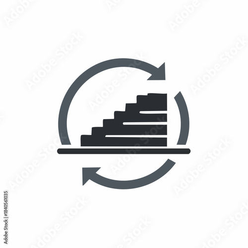 Circular Stairs with Arrows Representing Progress and Continuous Improvement Concept