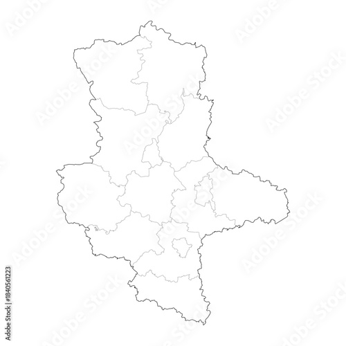 High Detail Vector Map of Saxony-Anhalt Germany with Districts and Political Boundaries Black Outline Isolated on Transparent Background (Sachsen-Anhalt Karte)