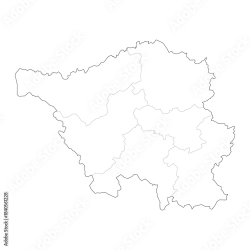 High Detail Vector Map of Saarland Germany with Districts and Political Boundaries Black Outline Isolated on Transparent Background (Saarland Karte)