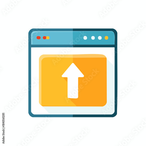 Modern Application Window Displaying a Bright Upload Arrow Symbol for Digital Data Transfer and File Sharing