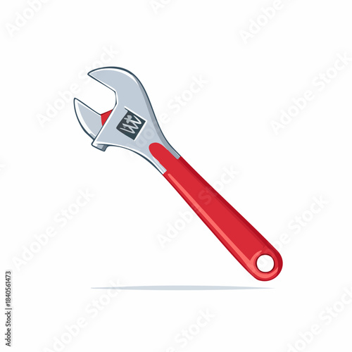 Adjustable wrench illustration hand tool spanner with red handle repairing equipment fix equipment repair hardware instruments