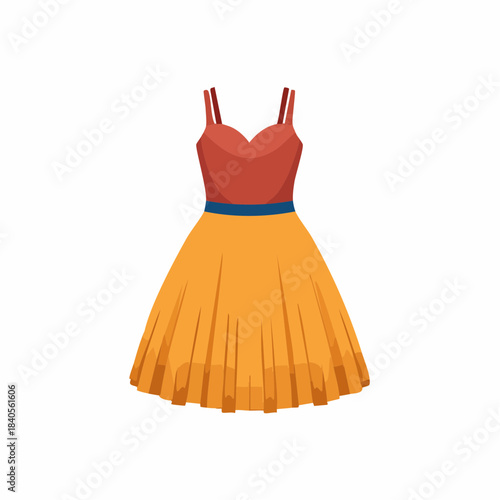 Stylish sundress with spaghetti straps featuring a playful and vibrant summer design. Suitable for warm-weather apparel.