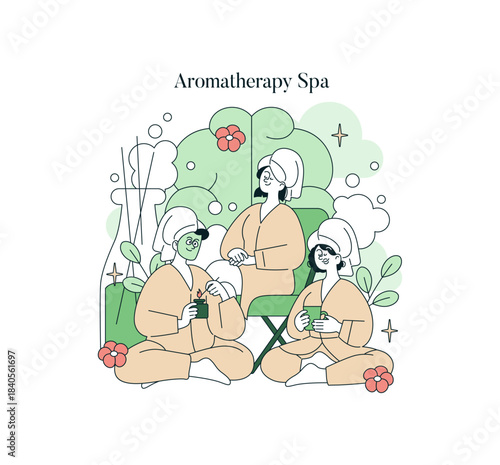 Aromatherapy Spa Gathering Vector Illustration