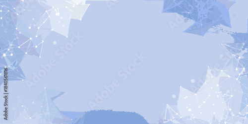 Abstract blue background with polygonal shapes and connecting dots design