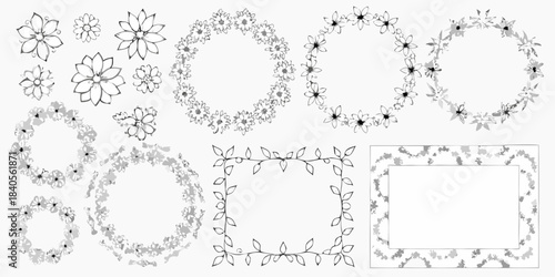 Floral arrangements and wreaths a collection of delicate botanical line art designs