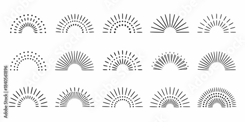 A series of abstract radiating arc shapes in a minimalist design