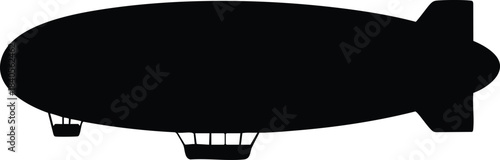 Blimp or Airship Silhouette, Dirigible Aircraft Icon, Hot Airship Vector, Simple Blimp Graphic, silhouette, vector, illustration.