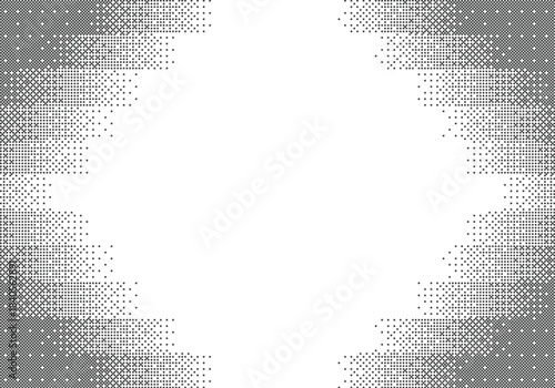 Retro pixel art rectangle frame. 8 bit bitmap dotted gradient border with copy space. Vintage digital 8 bit background.	

