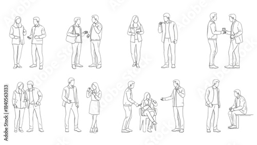 Set of people for architectural visualization, a detailed auto cad drawing.