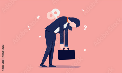 Burnout woman - Windup puppet businesswoman exhausted from overwork. Robotic worker, Recharge and low energy concept. Vector illustration