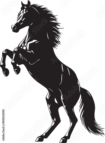 Powerful rearing stallion horse silhouette showing dynamic energy and wild spirit in graphic form