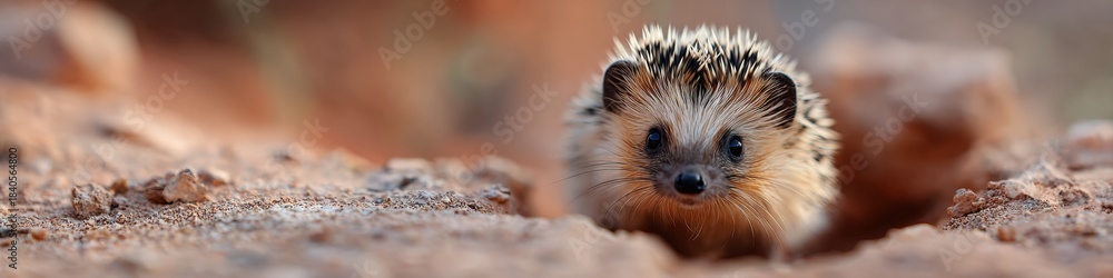 Fototapeta premium Curious hedgehog exploring natural habitat on a sunny day