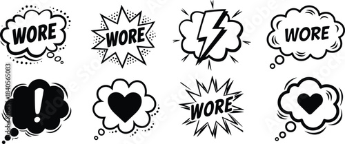 Comic Speech Bubbles Vector Set Pop Art Cartoon Illustration