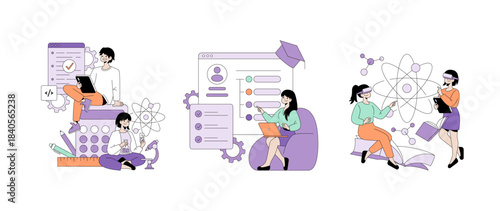Educational Vector Illustration with Digital Learning Tools