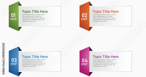 Four step infographic template with colorful numbered boxes, Presentation business infographic template.