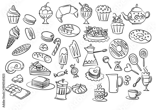 set of food and sweets