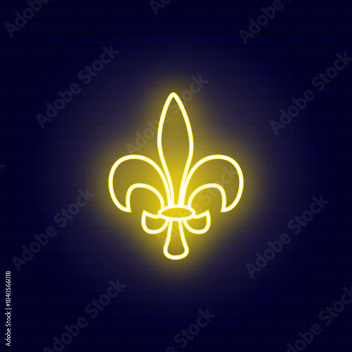Neon vector illustration of a lily