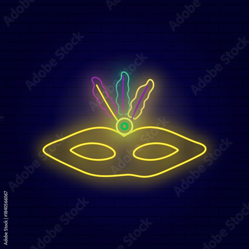 Neon vector illustration of a carnival mask