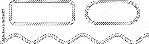 Black and white twisted rope frames and loose rope rectangle oval