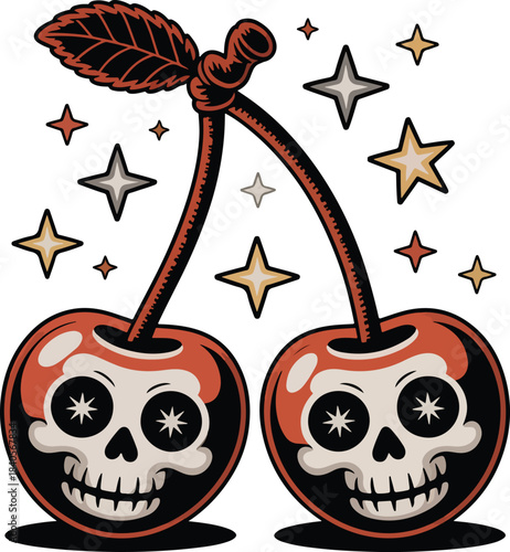 Spooky skull cherries with star accents