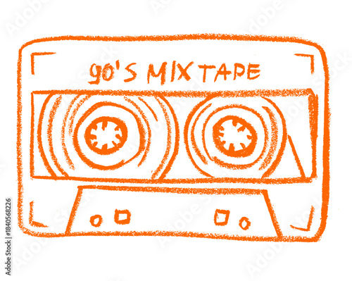 Cassette Crayon Chalk Drawing Doodle Vector
